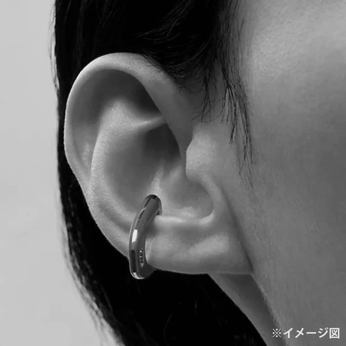 HERMES pierced earring Ear cuff Etrier Noir (Black) Metal/Lacquer Silver HW[EXCELLENT][Authentic]