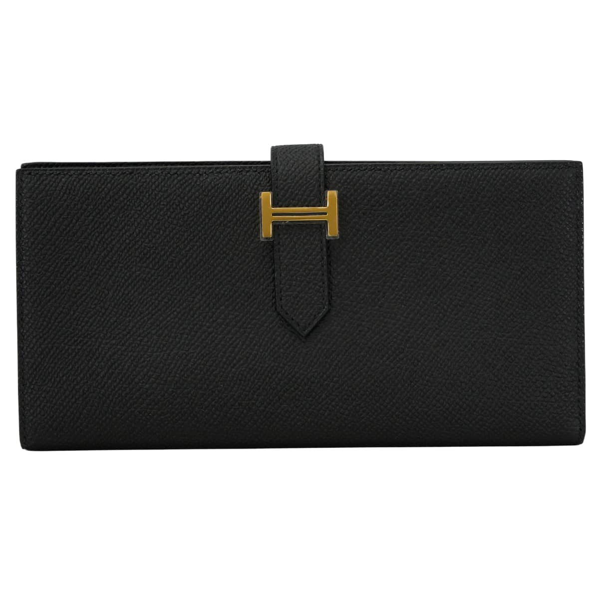 HERMES long wallet Bearn Soufflet Noir (Black) Veau Epsom Gold HW Stamp G[BRAND NEW][Authentic]
