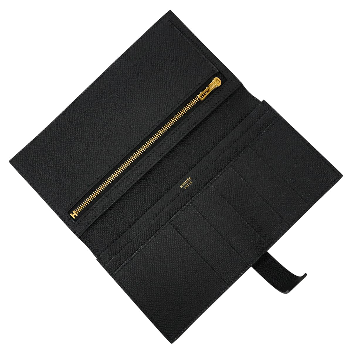 HERMES long wallet Bearn Soufflet Noir (Black) Veau Epsom Gold HW Stamp G[BRAND NEW][Authentic]