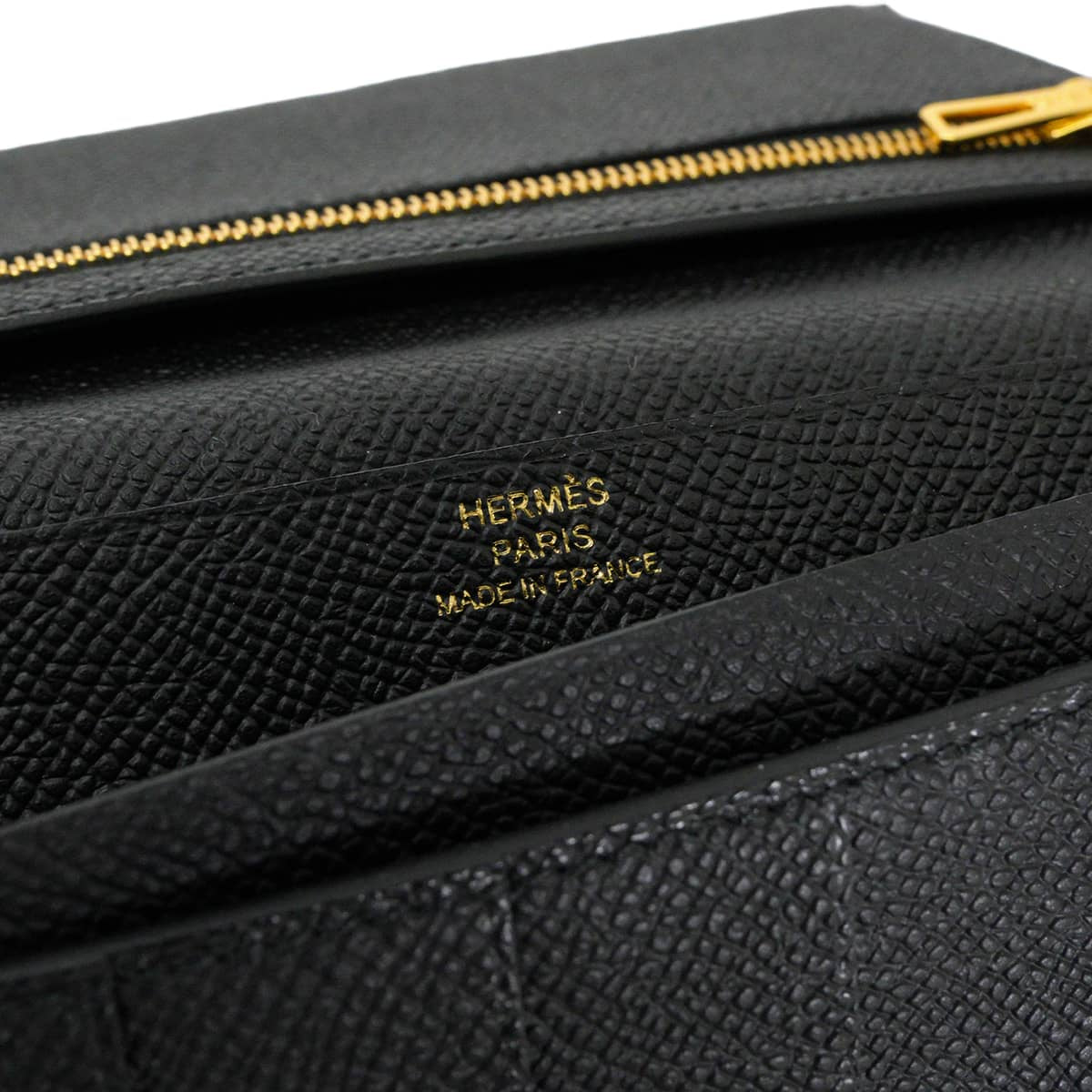 HERMES long wallet Bearn Soufflet Noir (Black) Veau Epsom Gold HW Stamp G[BRAND NEW][Authentic]