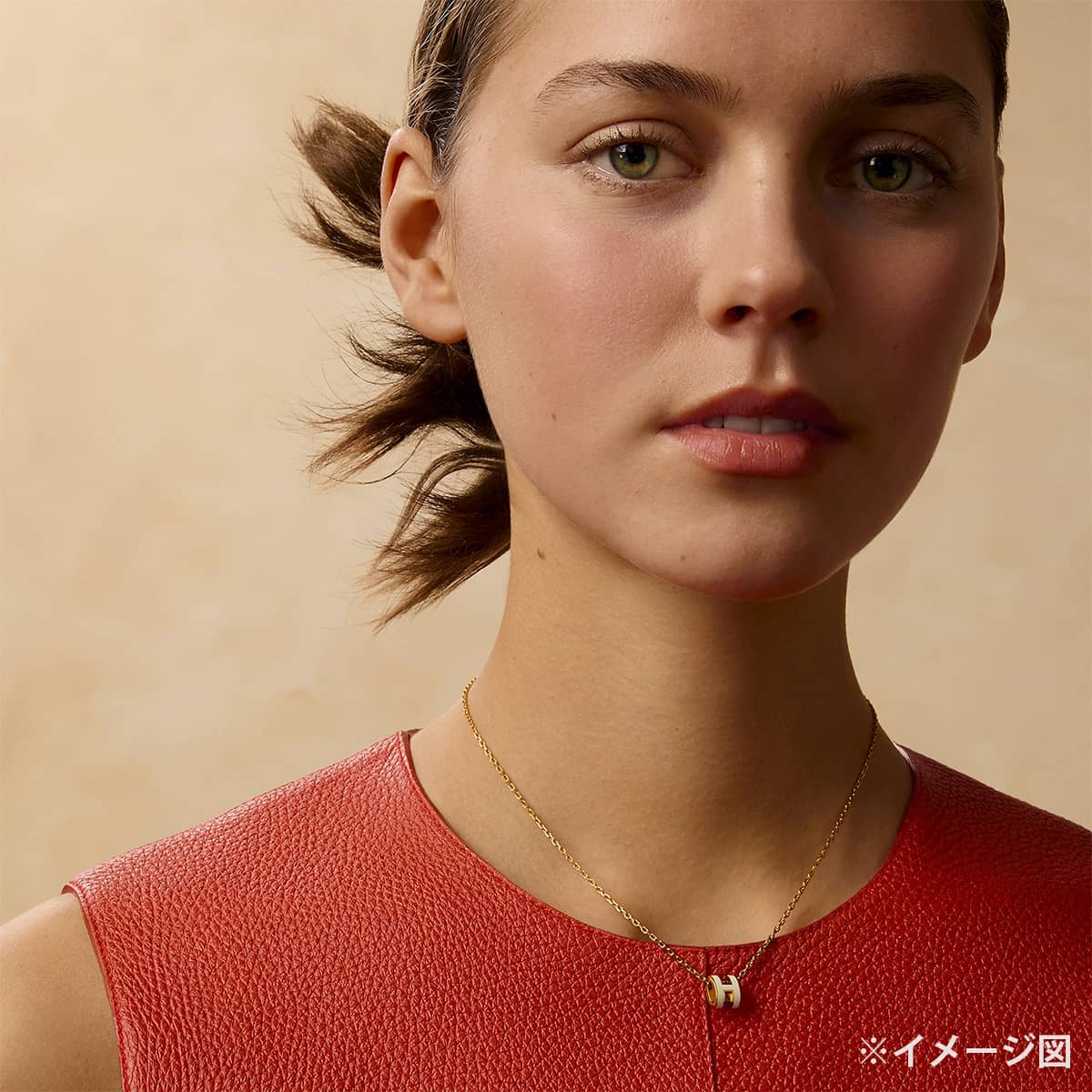 HERMES necklace Mini Pop H Pendant Blanc (White) Gold plated/Lacquer[BRAND NEW][Authentic]