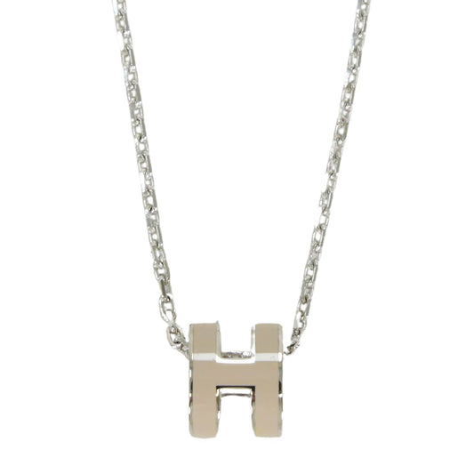 HERMES necklace Mini Pop HMarron Grace Shilver plated/Lacquer Silver HW[BRAND NEW][Authentic]