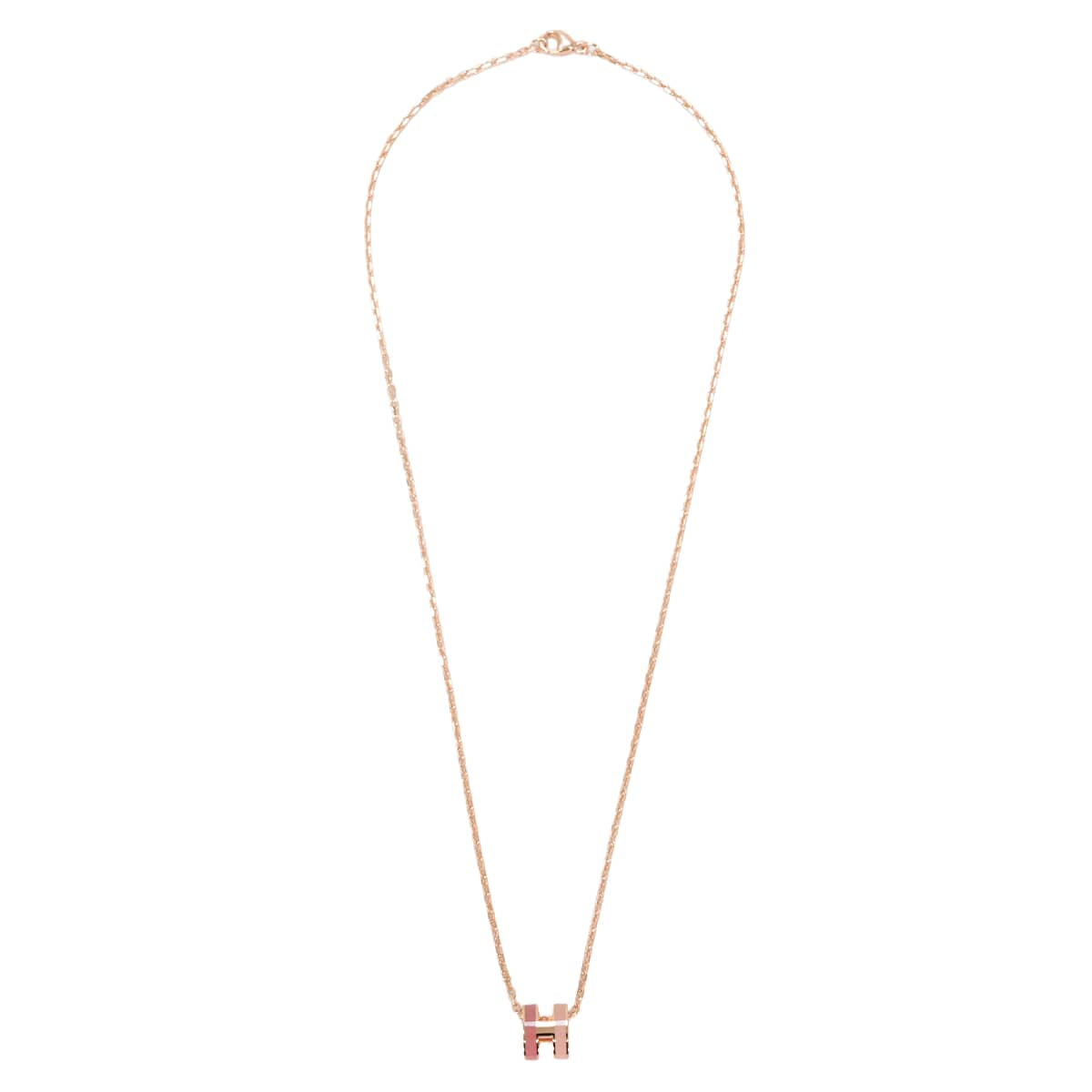 HERMES necklace Mini Pop H Pendant RocabarBeaute Rose Gold plated/Lacquer[BRAND NEW][Authentic]