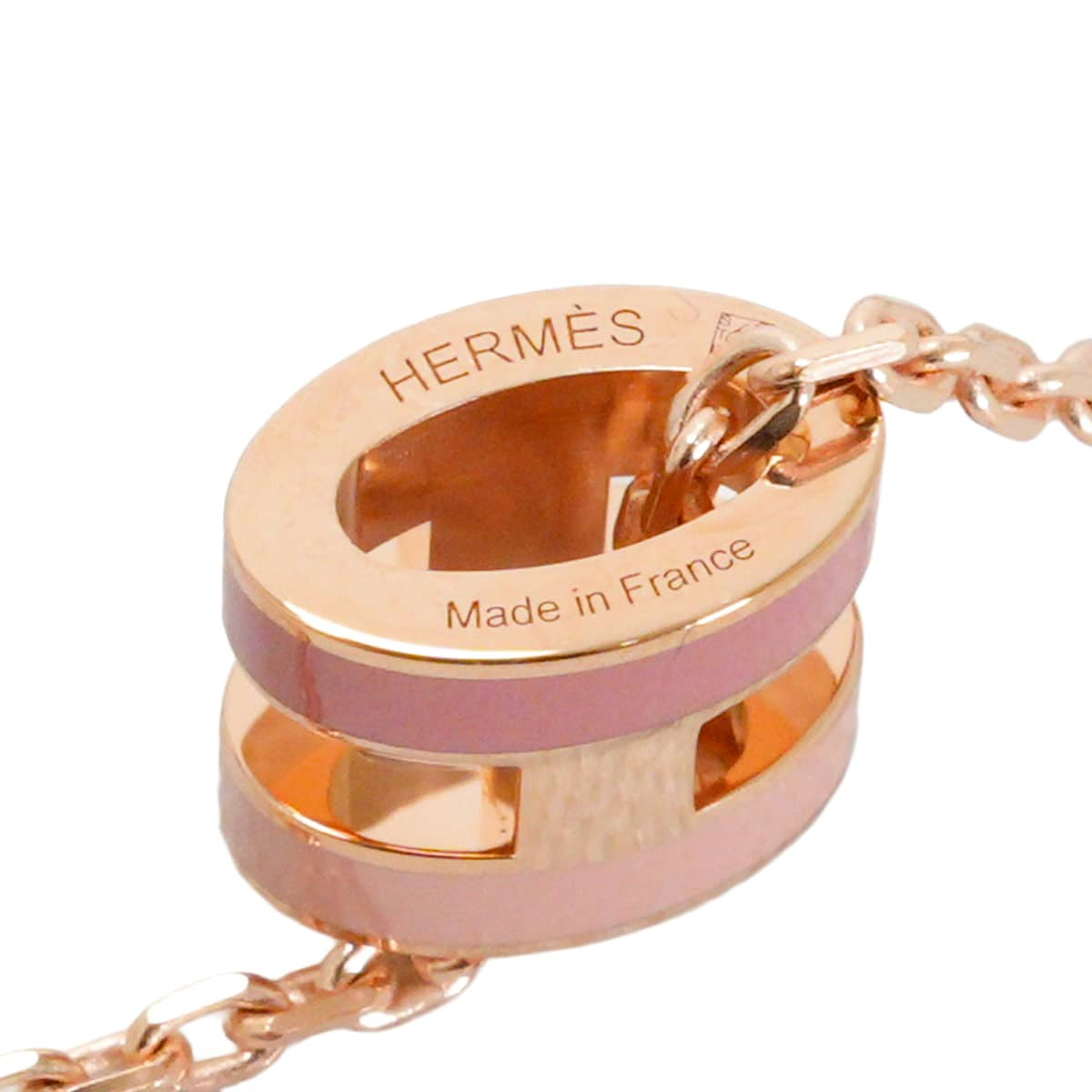 HERMES necklace Mini Pop H Pendant RocabarBeaute Rose Gold plated/Lacquer[BRAND NEW][Authentic]