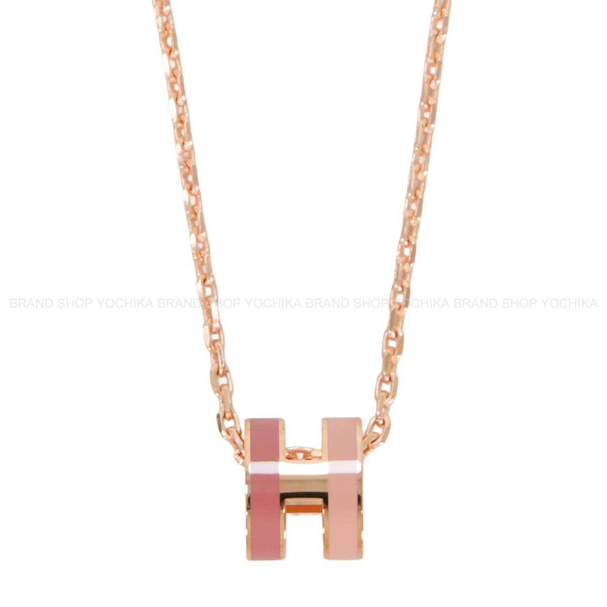 HERMES necklace Mini Pop H Pendant RocabarBeaute Rose Gold plated/Lacquer[BRAND NEW][Authentic]
