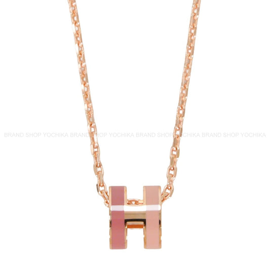 HERMES necklace Mini Pop H Pendant RocabarBeaute Rose Gold plated/Lacquer[BRAND NEW][Authentic]