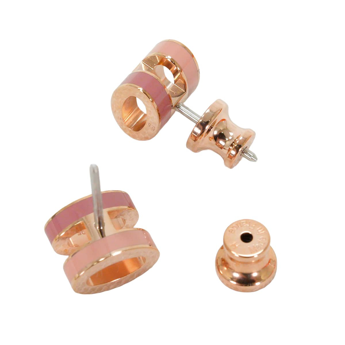 HERMES pierced earring Mini Pop H Earring RocabarBeaute Rose Gold plated/Lacquer[BRAND NEW][Authentic]