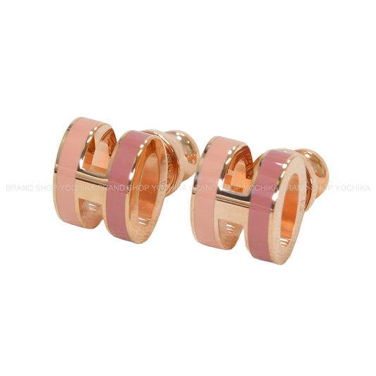 HERMES pierced earring Mini Pop H Earring RocabarBeaute Rose Gold plated/Lacquer[BRAND NEW][Authentic]
