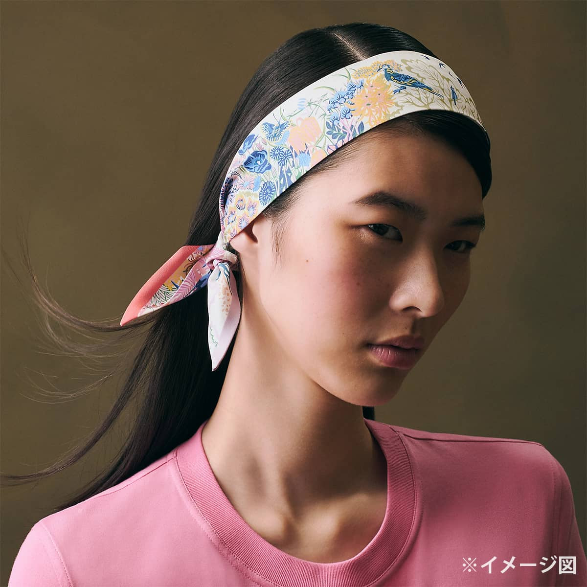 HERMES scarf Twilly Rewilding Nature Blanc (White)/Mauve/Veil Silk100% H064297S 02[BRAND NEW][Authentic]