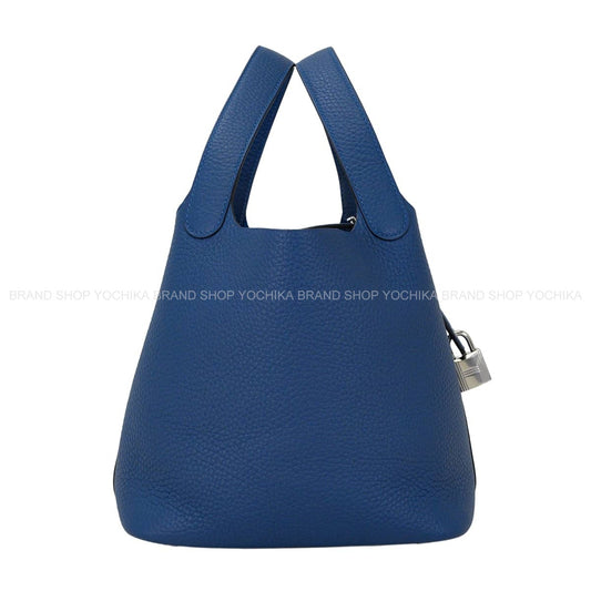 HERMES Handbag Picotin Lock 18 PM Blue Tie Taurillon Clemence Silver HW Stamp G[BRAND NEW][Authentic]