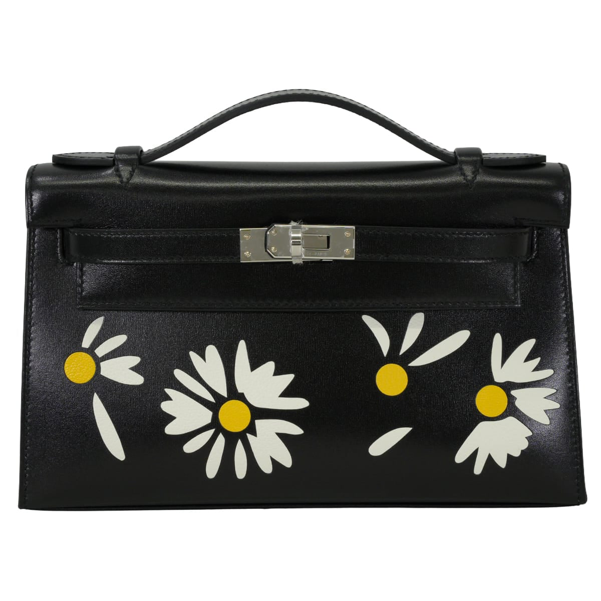 2026SS HERMES Handbag Pochette Kelly Daisy Noir (Black) Box Calf Silver HW Stamp Ｇ[BRAND NEW][Authentic]