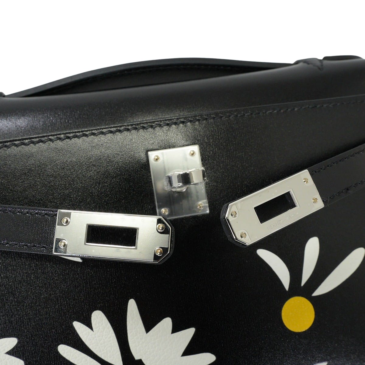 2026SS HERMES Handbag Pochette Kelly Daisy Noir (Black) Box Calf Silver HW Stamp Ｇ[BRAND NEW][Authentic]