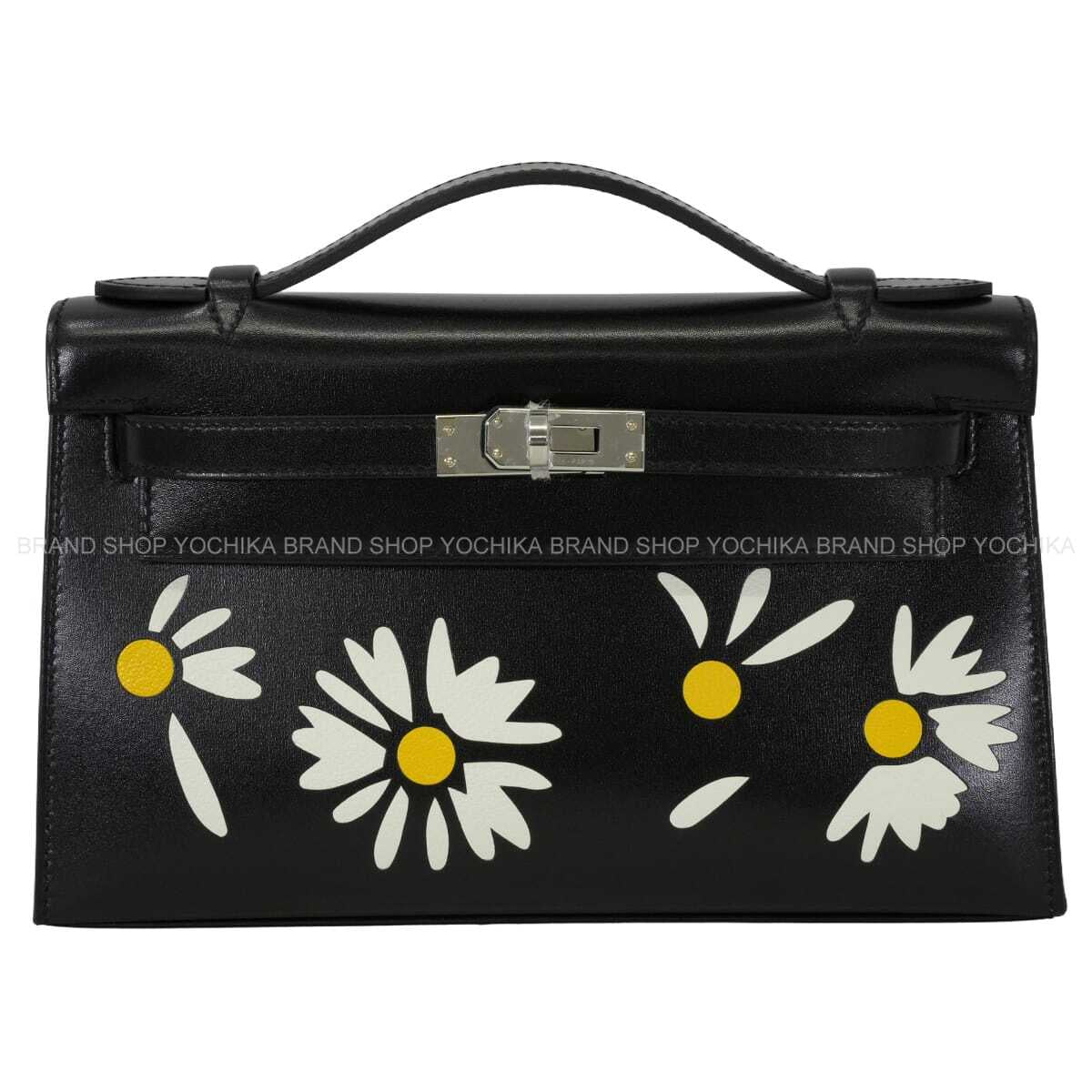 2026SS HERMES Handbag Pochette Kelly Daisy Noir (Black) Box Calf Silver HW Stamp Ｇ[BRAND NEW][Authentic]