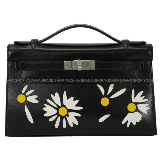 2026SS HERMES Handbag Pochette Kelly Daisy Noir (Black) Box Calf Silver HW Stamp Ｇ[BRAND NEW][Authentic]