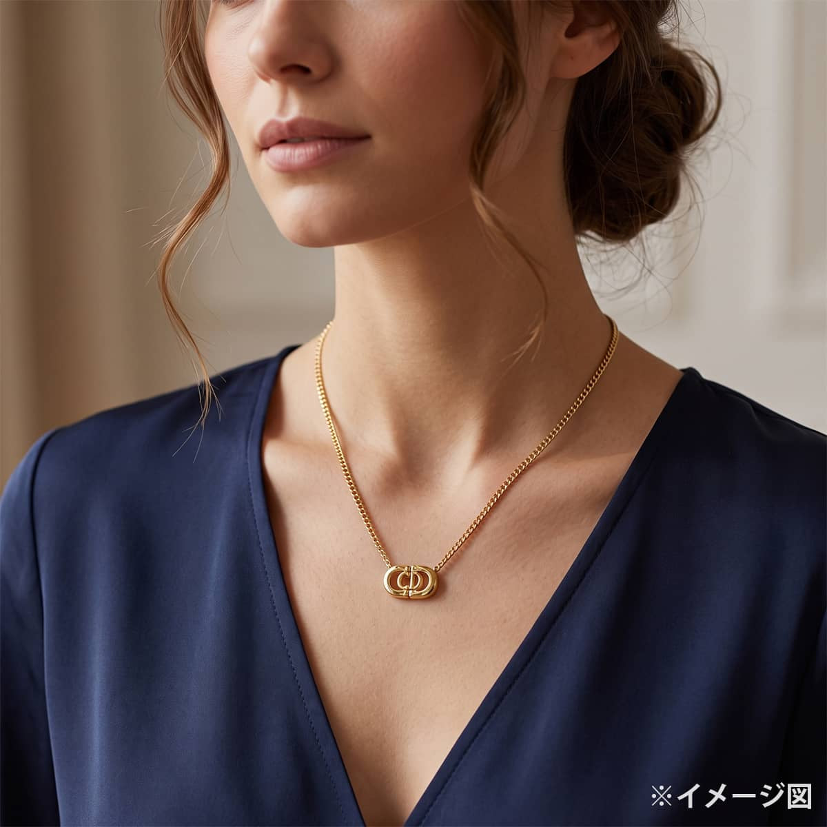 [Pre-loved] Dior necklace Vintage CD logo Gold[LIKE NEW][Authentic]
