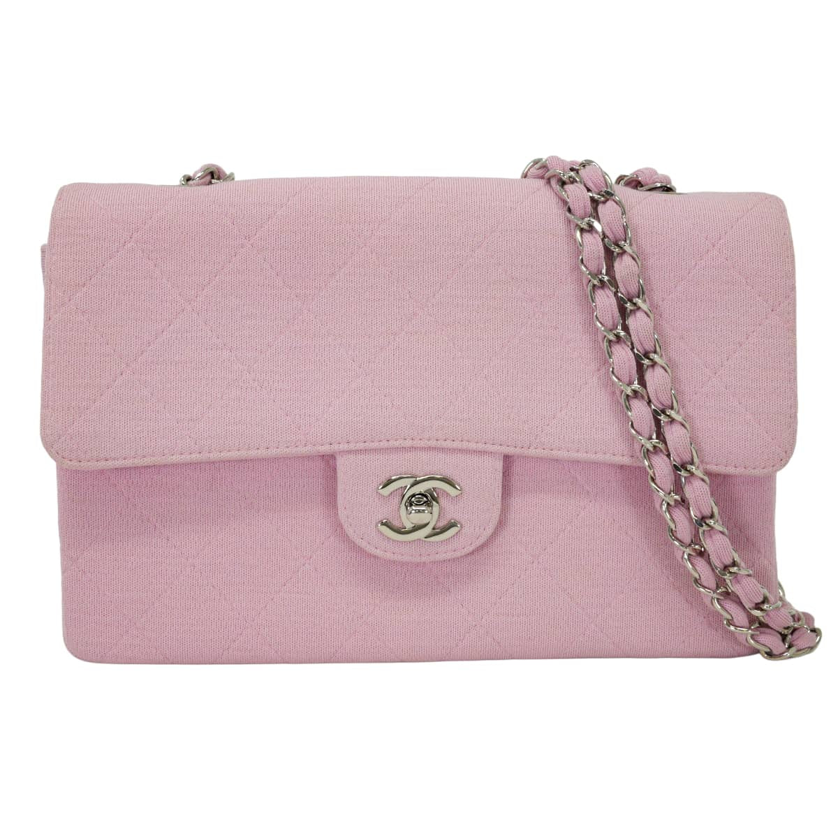 [Pre-loved] CHANEL Shoulder bag Matelasse 25 COCO Mark Chain Pink Cotton jersey Silver HW A01113[USED SA][Authentic]
