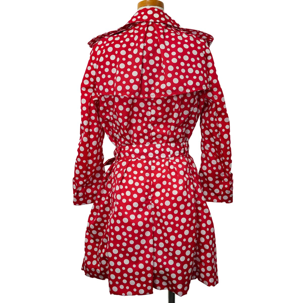 [Pre-loved] LOUIS VUITTON Trench coat LV×YK Yayoi Kusama Infinity Dots Red/Blanc (White) Nylon/Silk #36 (155 / 84A) Gold HW[LIKE NEW][Authentic]