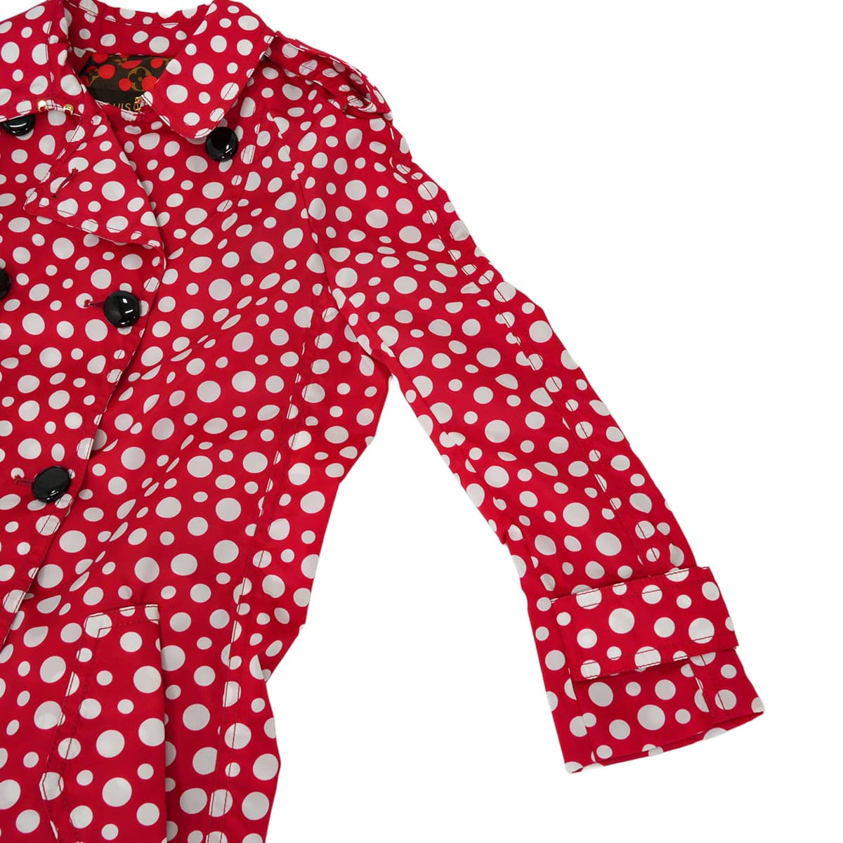 [Pre-loved] LOUIS VUITTON Trench coat LV×YK Yayoi Kusama Infinity Dots Red/Blanc (White) Nylon/Silk #36 (155 / 84A) Gold HW[LIKE NEW][Authentic]
