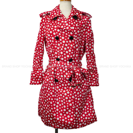 [Pre-loved] LOUIS VUITTON Trench coat LV×YK Yayoi Kusama Infinity Dots Red/Blanc (White) Nylon/Silk #36 (155 / 84A) Gold HW[LIKE NEW][Authentic]
