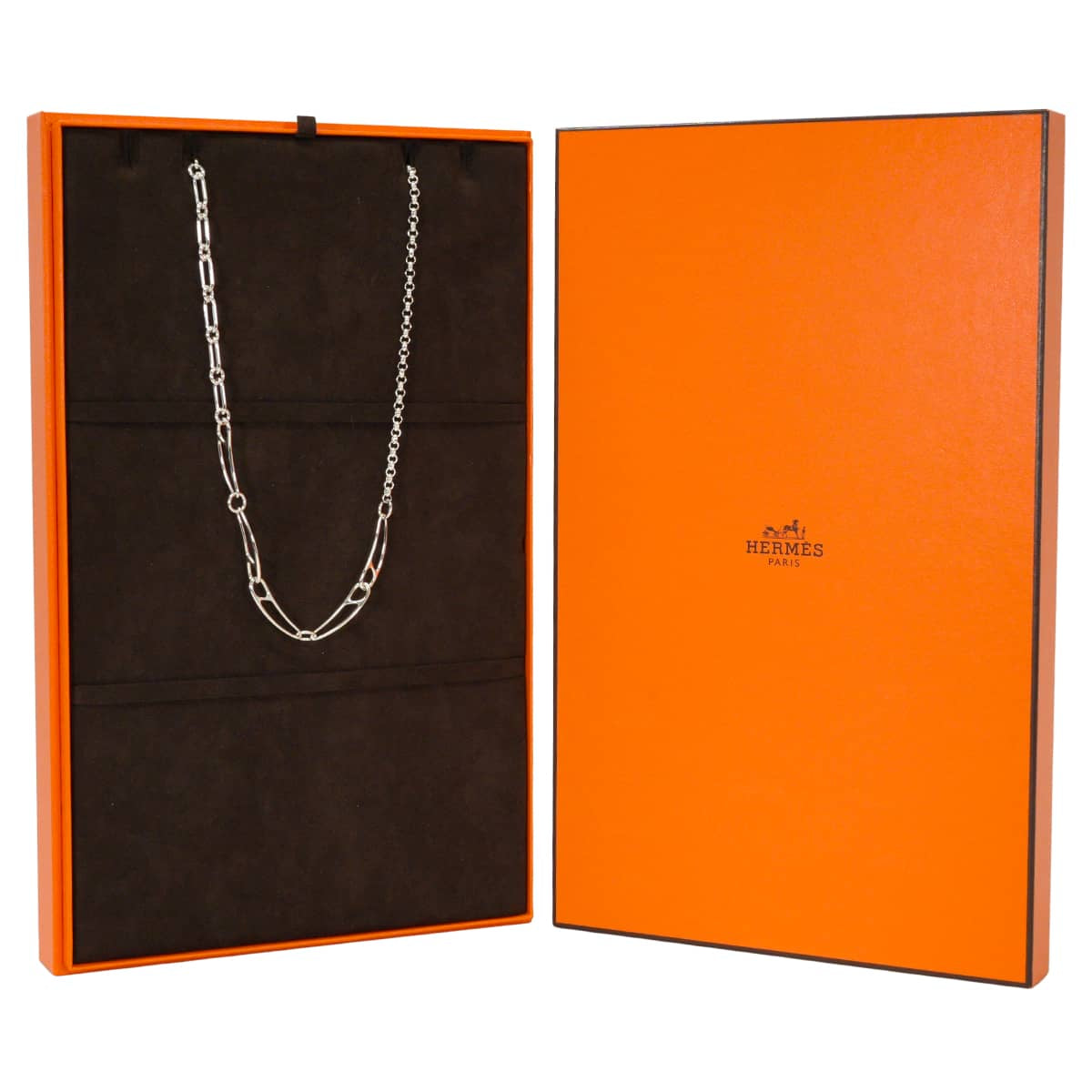 HERMES necklace Chaine D'ancre Punk MM #LG Silver Silver925 (SV925 Ag925)[EXCELLENT][Authentic]