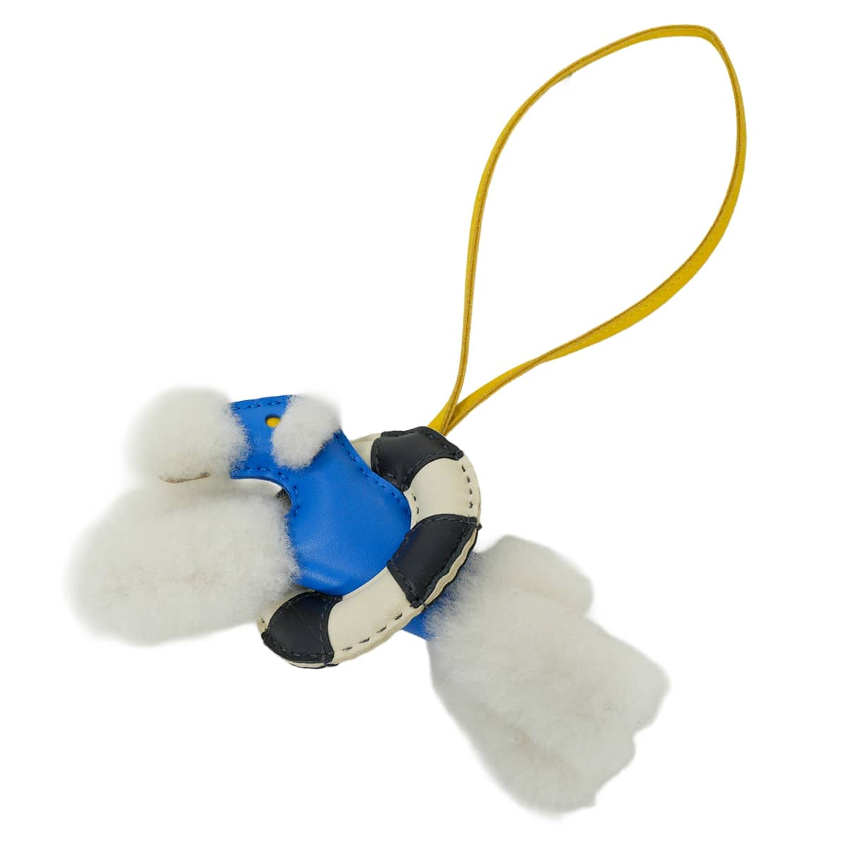 HERMES bag charm Buddy Dog A la Mer Bleu Hydra/Jaune de Naples/Ecru/Bleu Nuit Agneau Milo/Mouton Stamp G[BRAND NEW][Authentic]