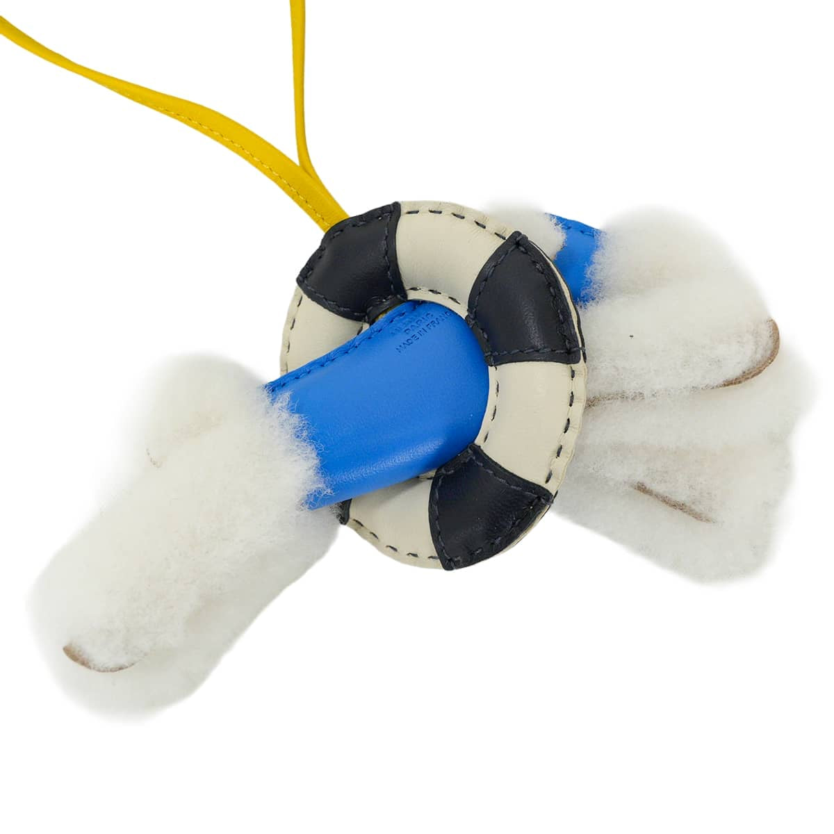 HERMES bag charm Buddy Dog A la Mer Bleu Hydra/Jaune de Naples/Ecru/Bleu Nuit Agneau Milo/Mouton Stamp G[BRAND NEW][Authentic]