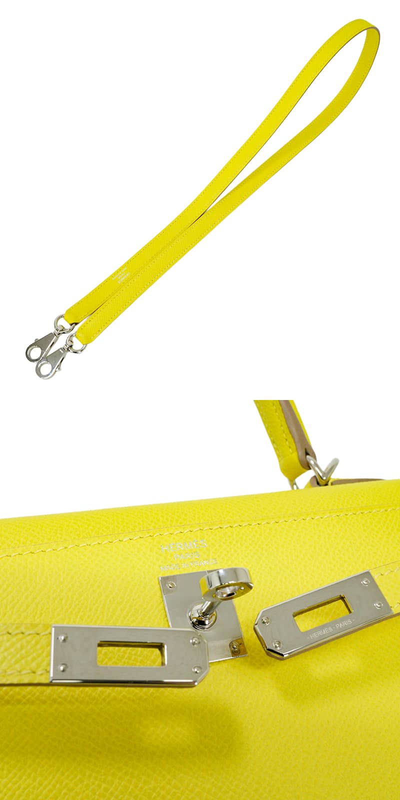 [Pre-loved] HERMES Shoulder bag Kelly25 Sellier Lime Veau Epsom Silver HW Stamp B[LIKE NEW][Authentic]
