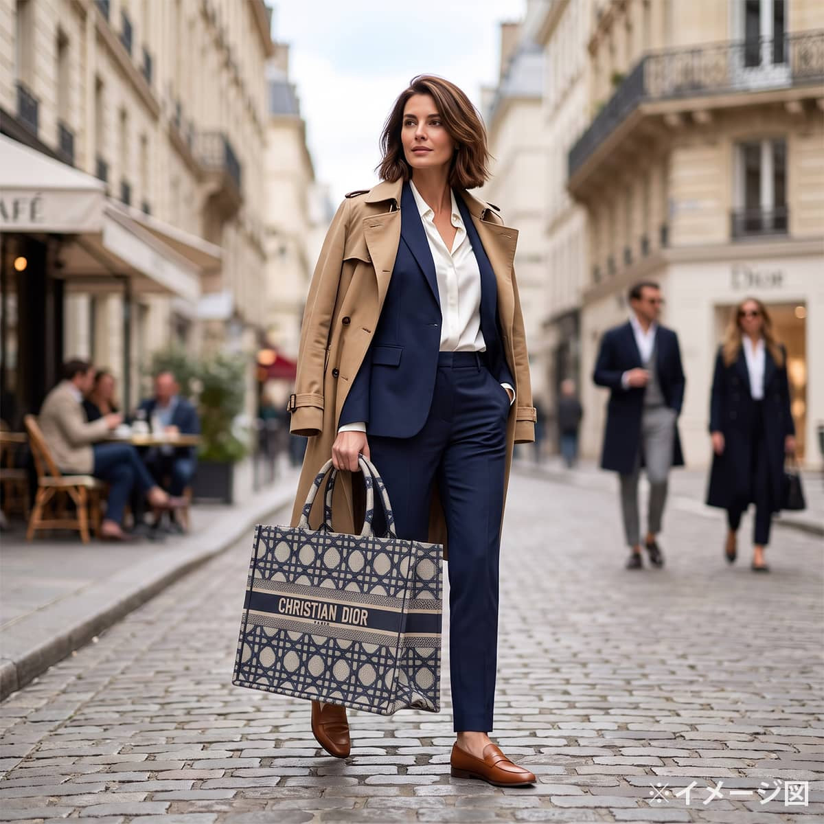 Dior tote bag Book Tote Macro Cannage/Embroidery Large Navy/Blue Cotton Canvas M1286ZZAU_M828_TU[EXCELLENT][Authentic]