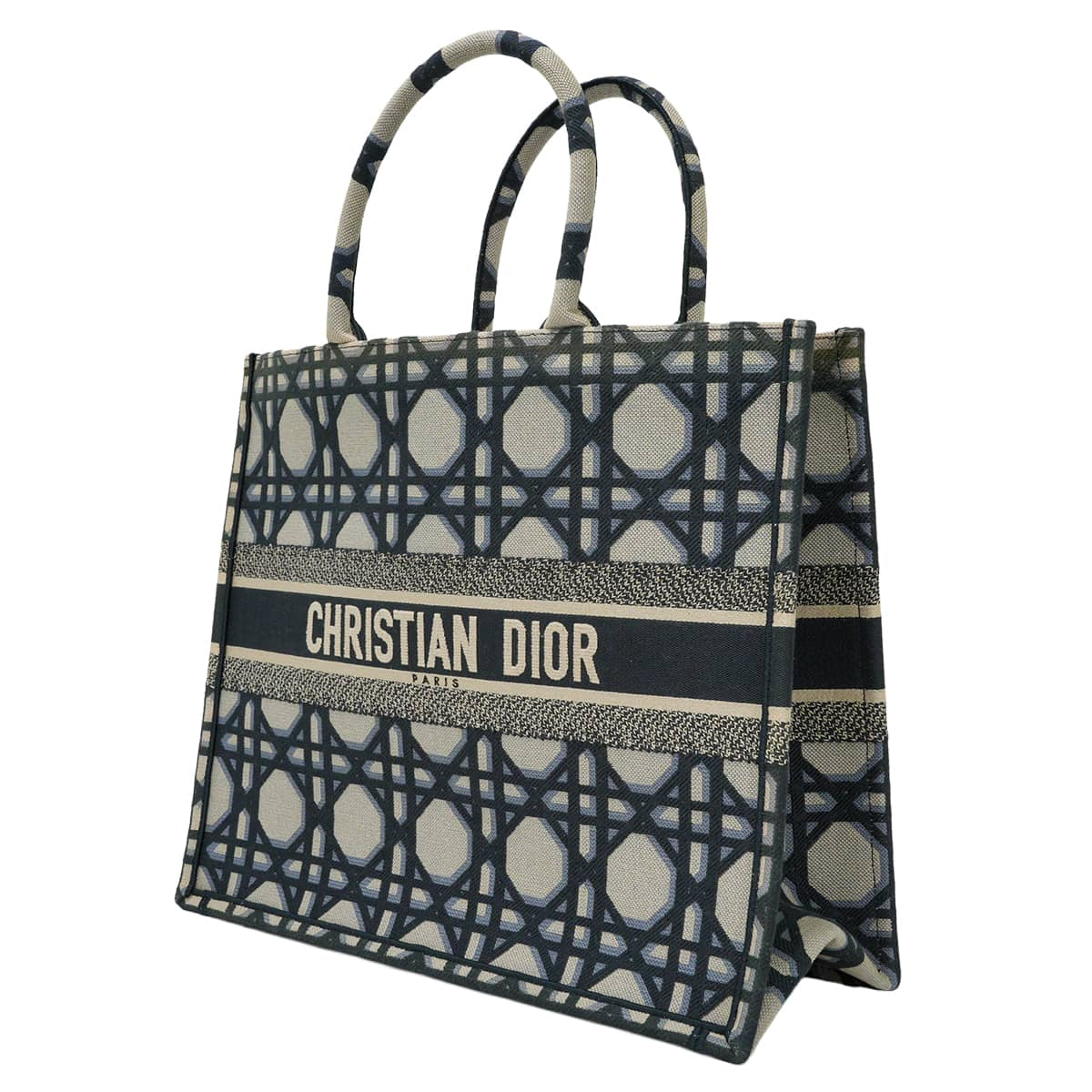 Dior tote bag Book Tote Macro Cannage/Embroidery Large Navy/Blue Cotton Canvas M1286ZZAU_M828_TU[EXCELLENT][Authentic]