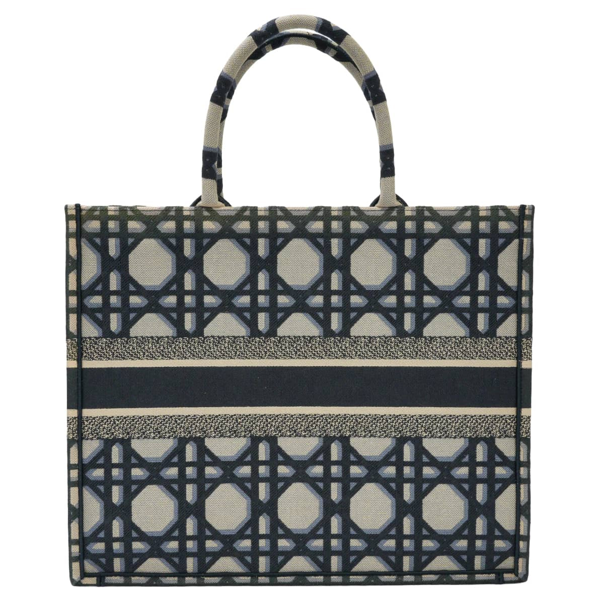 Dior tote bag Book Tote Macro Cannage/Embroidery Large Navy/Blue Cotton Canvas M1286ZZAU_M828_TU[EXCELLENT][Authentic]