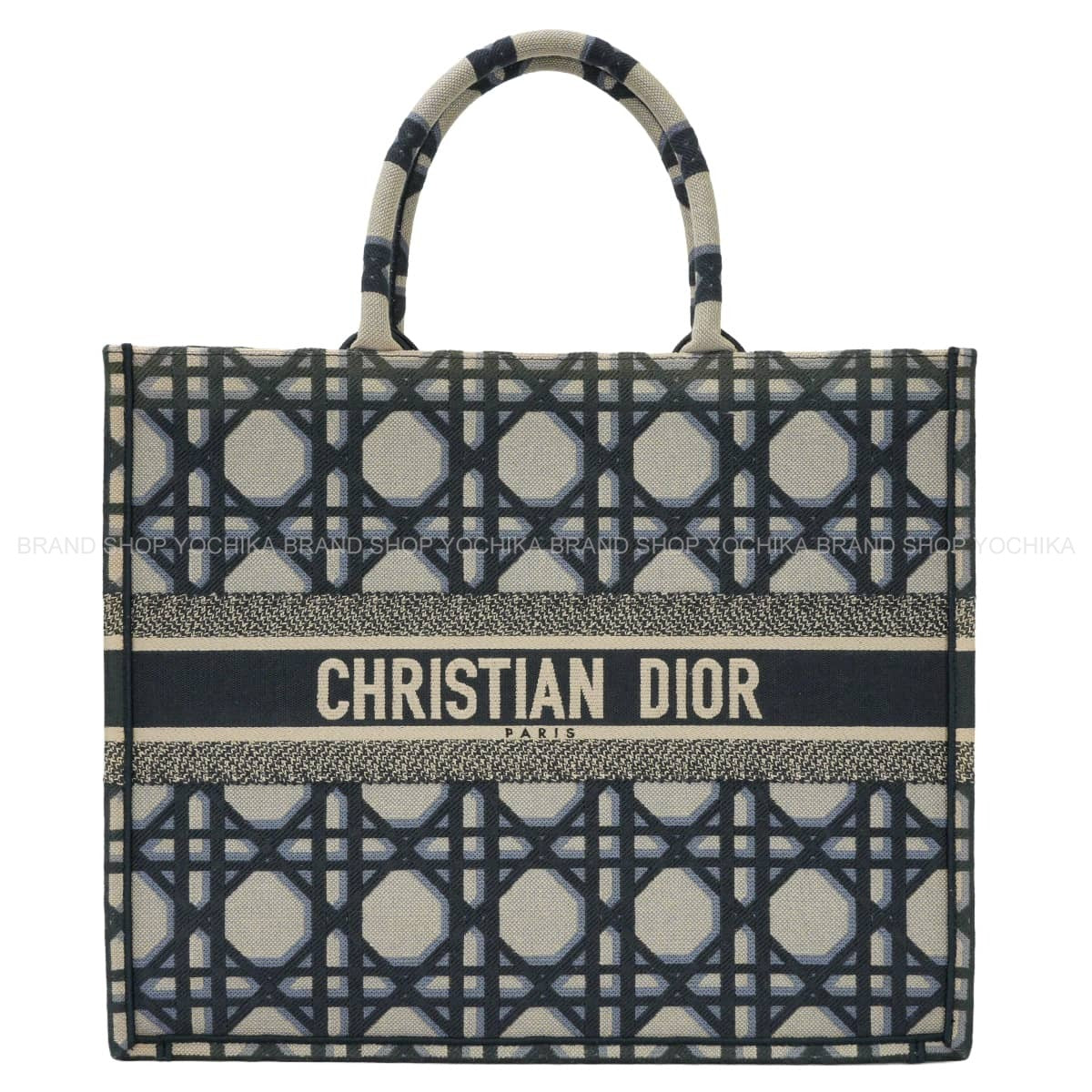 Dior tote bag Book Tote Macro Cannage/Embroidery Large Navy/Blue Cotton Canvas M1286ZZAU_M828_TU[EXCELLENT][Authentic]