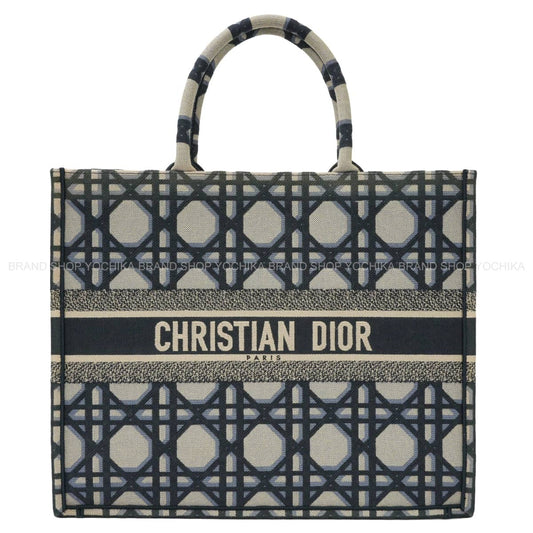 Dior tote bag Book Tote Macro Cannage/Embroidery Large Navy/Blue Cotton Canvas M1286ZZAU_M828_TU[EXCELLENT][Authentic]