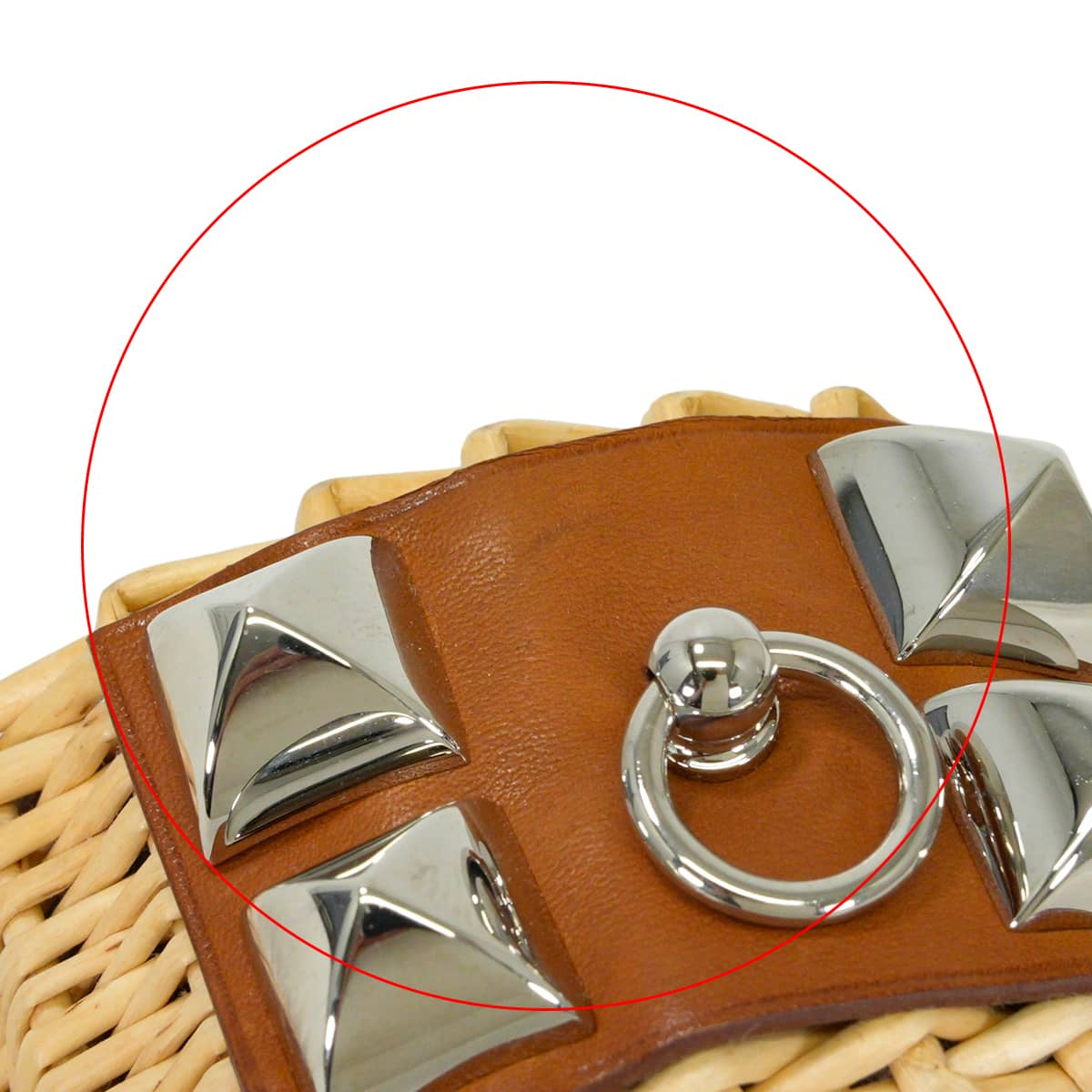 [Pre-loved] HERMES bracelet Collier de Chien Medor Picnic Bangle Fauve Veau Barenia Rattan Silver HW Stamp X[LIKE NEW][Authentic]