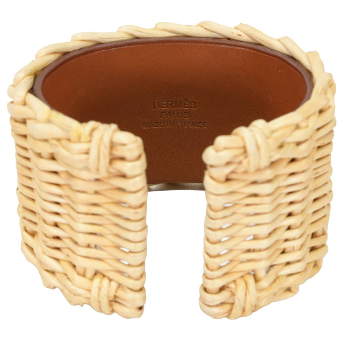 [Pre-loved] HERMES bracelet Collier de Chien Medor Picnic Bangle Fauve Veau Barenia Rattan Silver HW Stamp X[LIKE NEW][Authentic]