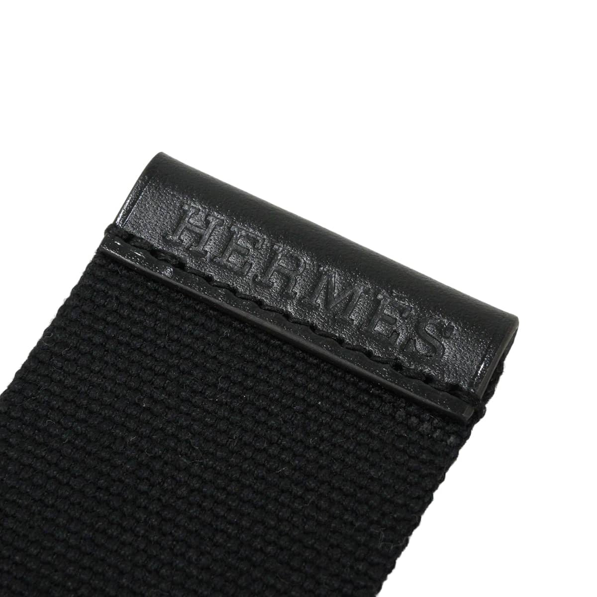 HERMES belt Nomade 40 Noir (Black) Toile H/Vache Hunter #L Silver HW Stamp Z[EXCELLENT][Authentic]