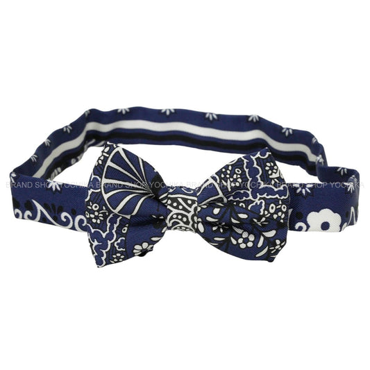 HERMES tie Bow Tie Papillon Fleurs et Papillons de Tissus Marine/Blanc (White)/Noir (Black) Silk100%[EXCELLENT][Authentic]