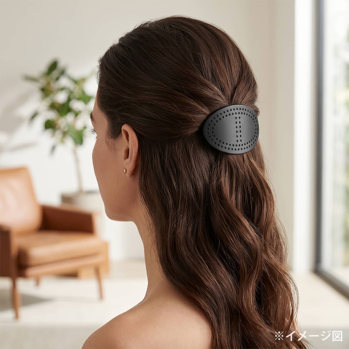 [Pre-loved] HERMES barretter Hair clip PM Chaine D'ancre Noir (Black) Aluminum Silver HW[LIKE NEW][Authentic]
