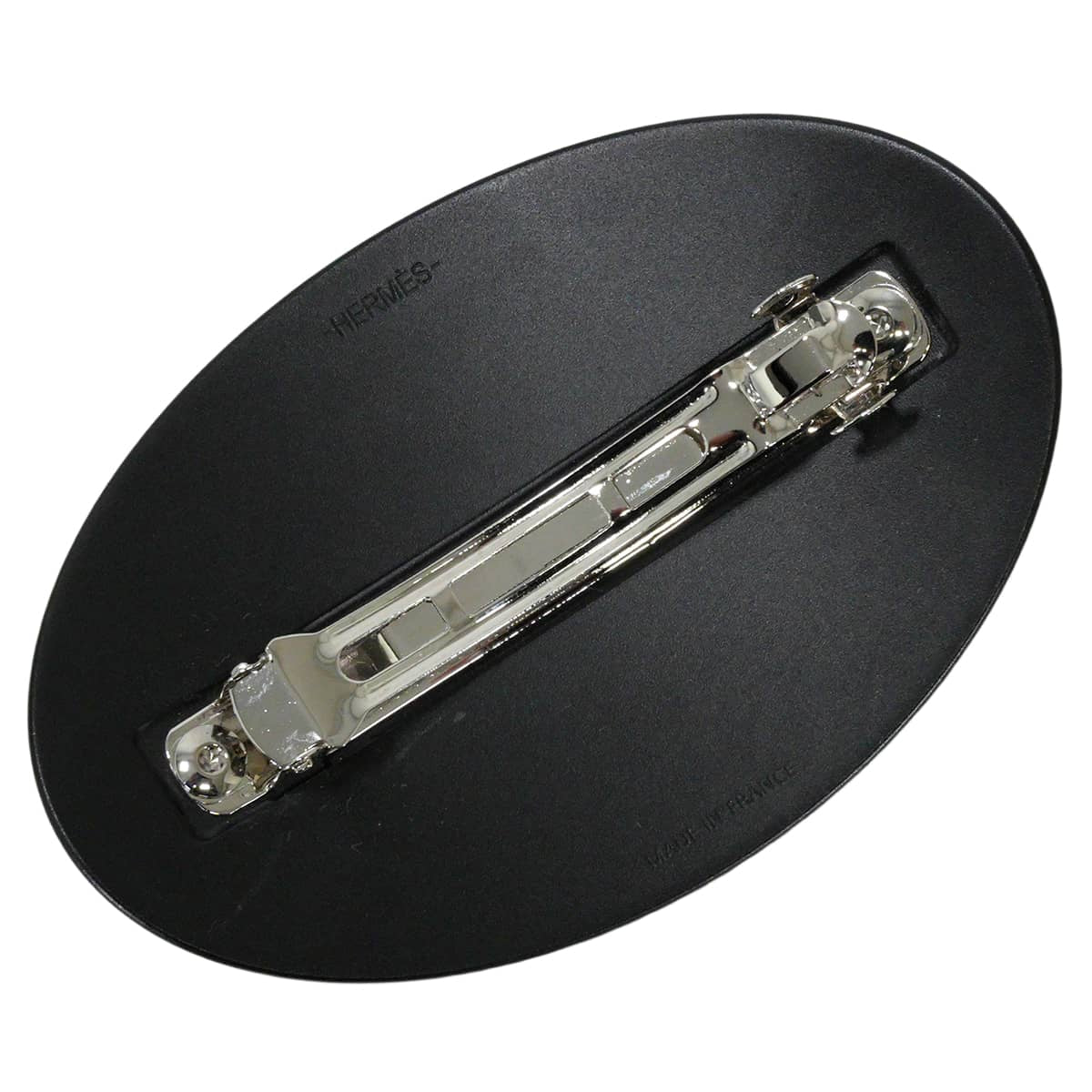 [Pre-loved] HERMES barretter Hair clip PM Chaine D'ancre Noir (Black) Aluminum Silver HW[LIKE NEW][Authentic]