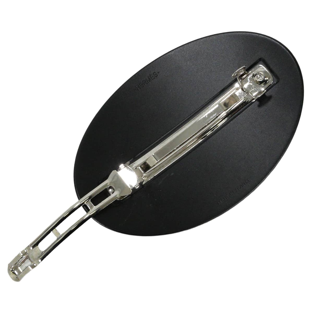 [Pre-loved] HERMES barretter Hair clip PM Chaine D'ancre Noir (Black) Aluminum Silver HW[LIKE NEW][Authentic]
