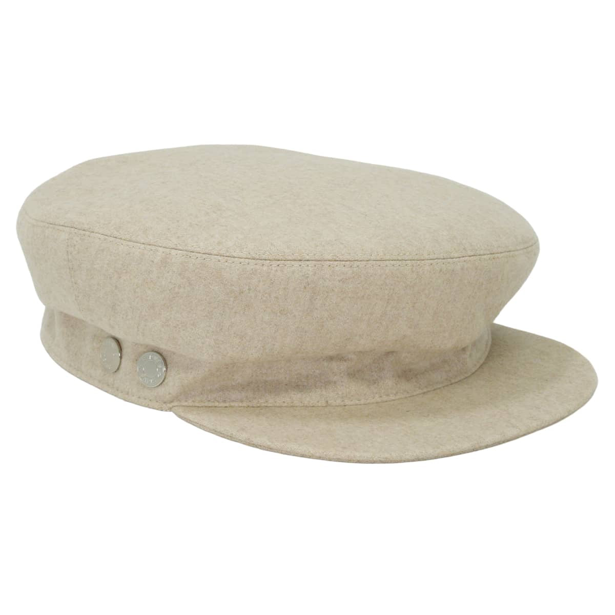 [Pre-loved] HERMES Casquette Hat Sellier buttons Deauville Beige Cashmere Silver HW[LIKE NEW][Authentic]