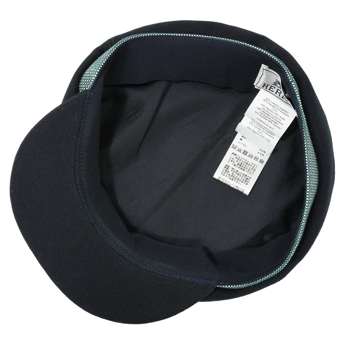 [Pre-loved] HERMES Casquette Casquette Sellier buttons Cavale pop MarineVert/Blanc(White) Linen Cotton/Polyurethane Silver HW[LIKE NEW][Authentic]