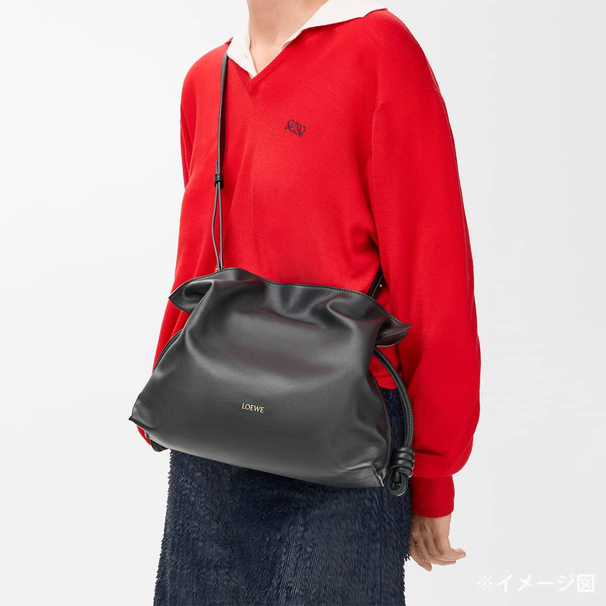 [Pre-loved] LOEWE Shoulder bag Flamenco Clutch Medium Noir (Black) Nappa calfskin Gold HW A4111FC1XD4[LIKE NEW][Authentic]
