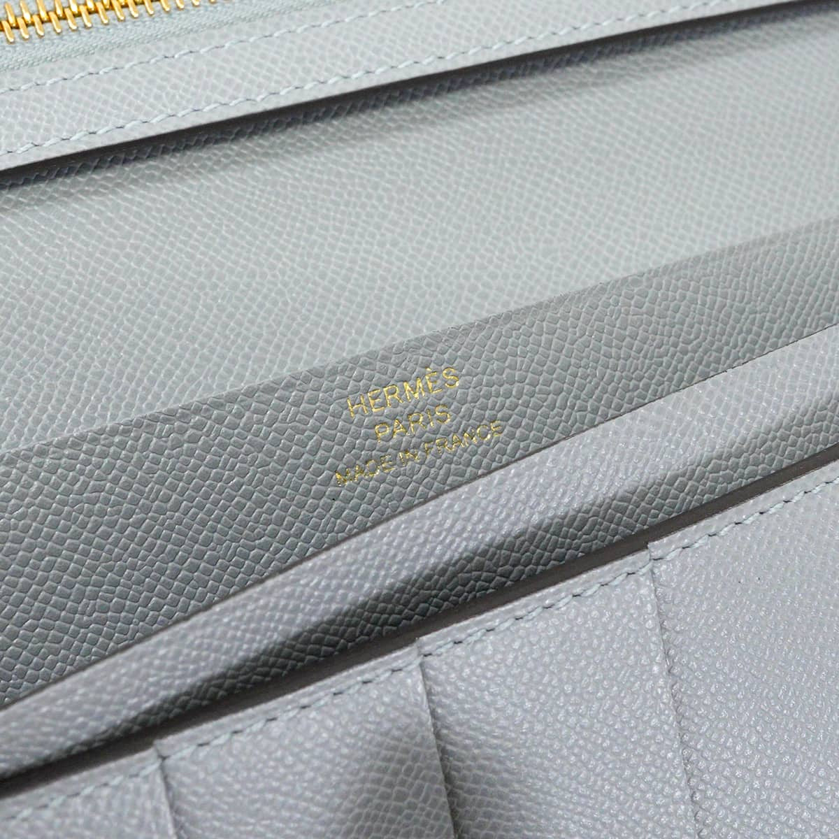 HERMES long wallet Bearn Soufflet Gris Pantin Veau Madame Gold HW Stamp K[EXCELLENT][Authentic]