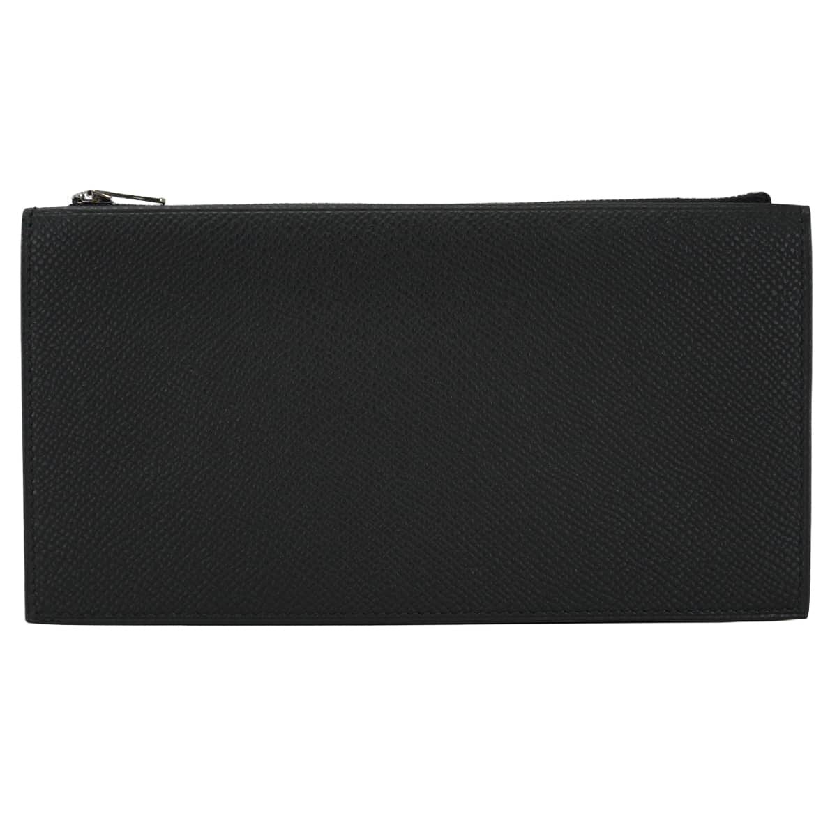 HERMES long wallet Plipla Long Noir (Black) Veau Epsom Silver HW Stamp K[EXCELLENT][Authentic]