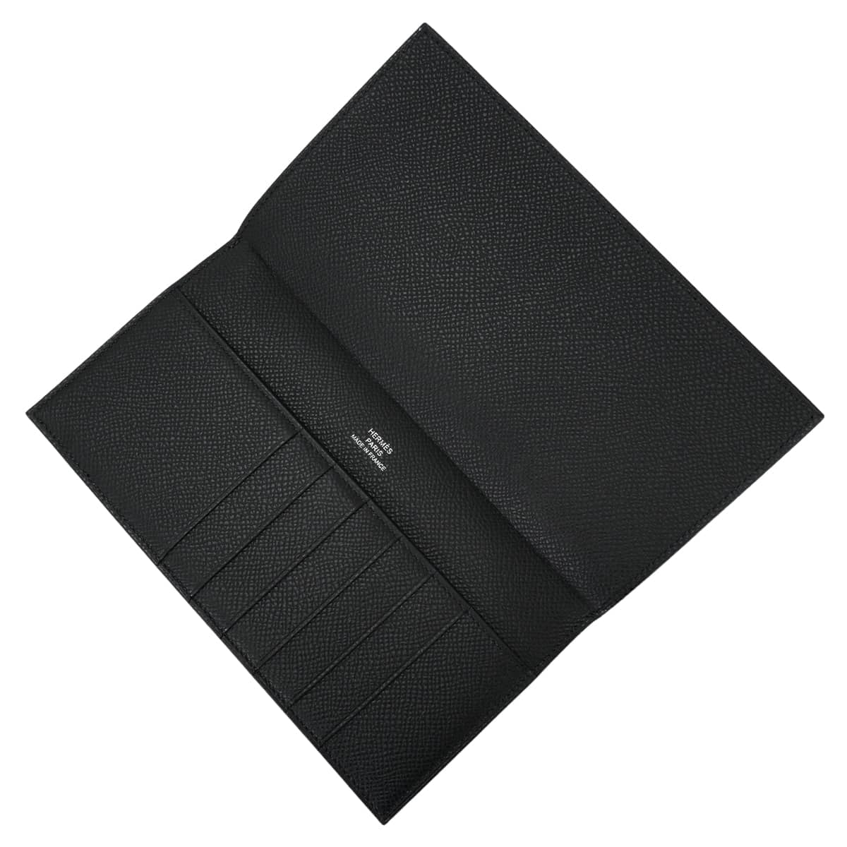 HERMES long wallet Plipla Long Noir (Black) Veau Epsom Silver HW Stamp K[EXCELLENT][Authentic]
