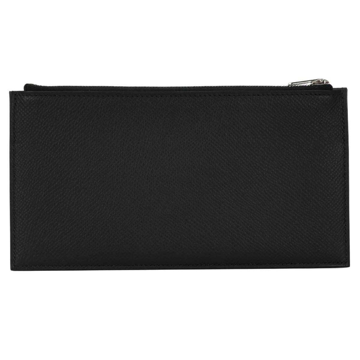 HERMES long wallet Plipla Long Noir (Black) Veau Epsom Silver HW Stamp K[EXCELLENT][Authentic]