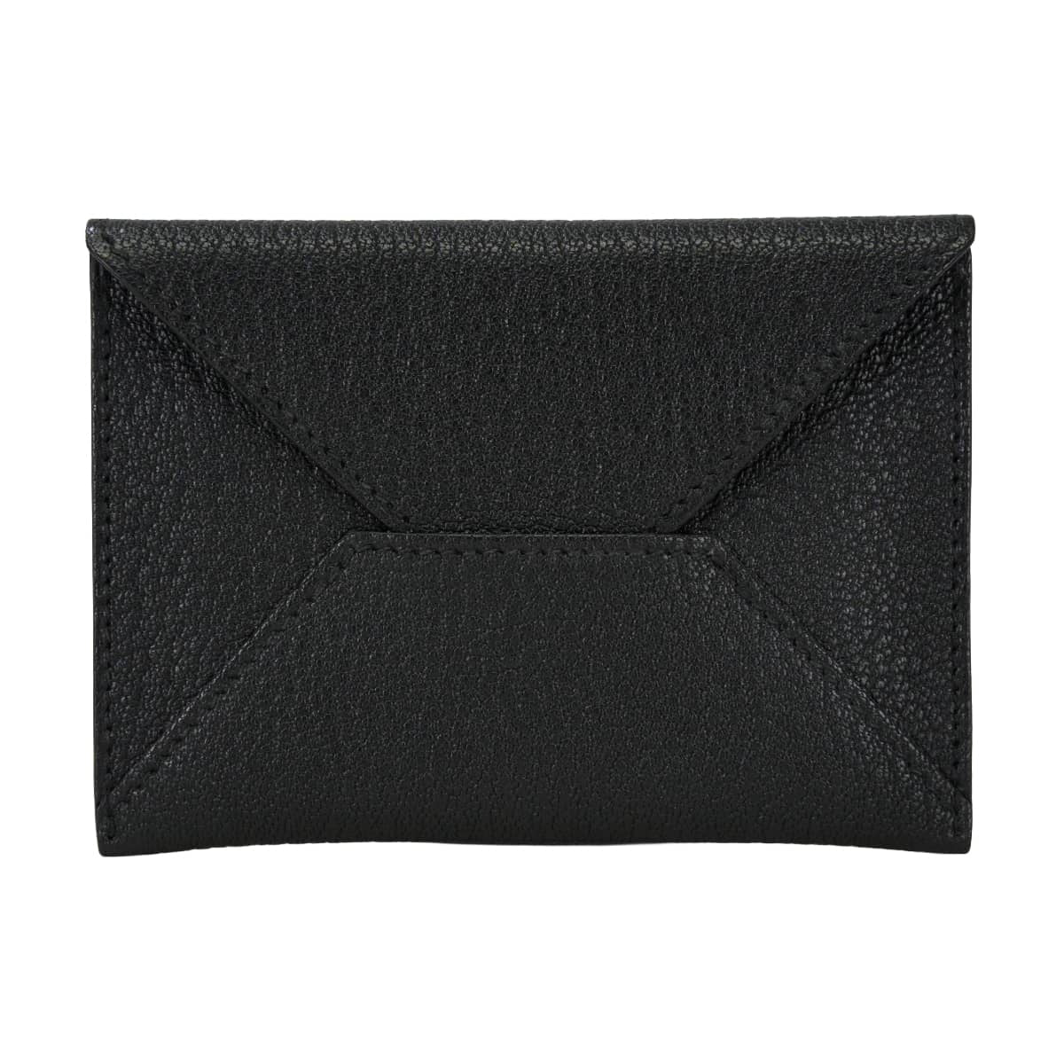 HERMES card holder Enveloppe MM Noir (Black) Chevre Mysore Stamp K H032790[EXCELLENT][Authentic]