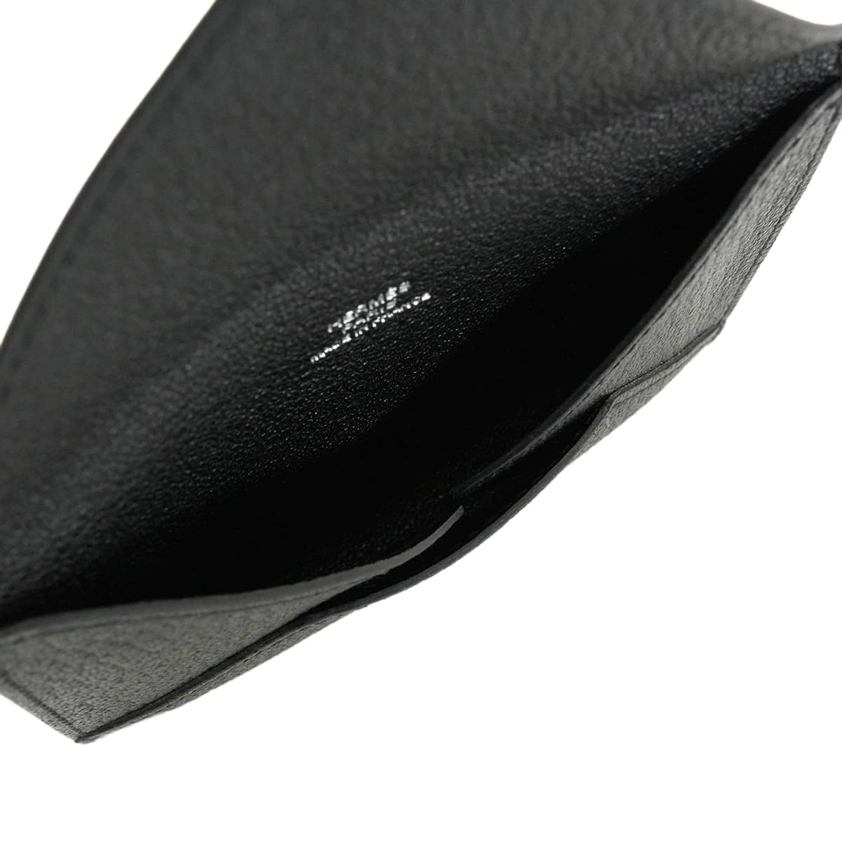 HERMES card holder Enveloppe MM Noir (Black) Chevre Mysore Stamp K H032790[EXCELLENT][Authentic]