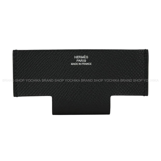 HERMES card holder H Pocket Noir (Black) Veau Epsom Stamp K[EXCELLENT][Authentic]