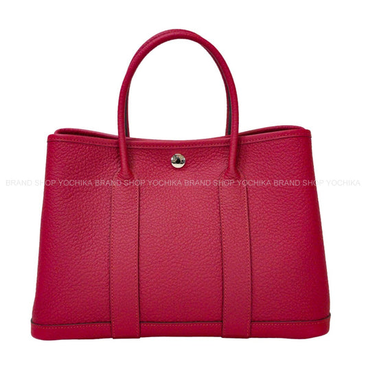 HERMES tote bag Garden Party 30 TPM All Leather Rouge Grenade Vache Country Silver HW Stamp C[EXCELLENT][Authentic]